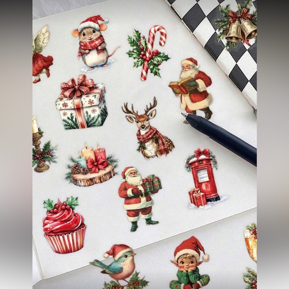 50pc Vintage Christmas Holiday Sticker Set - Picture 4 of 8